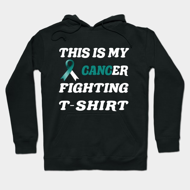 Cervical Cancer Teal/White Ribbon Fighting Hoodie by MarYouLi